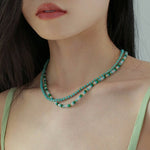 Gradient Teal Beaded Necklace - floysun