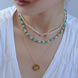 Gradient Teal Beaded Necklace - floysun