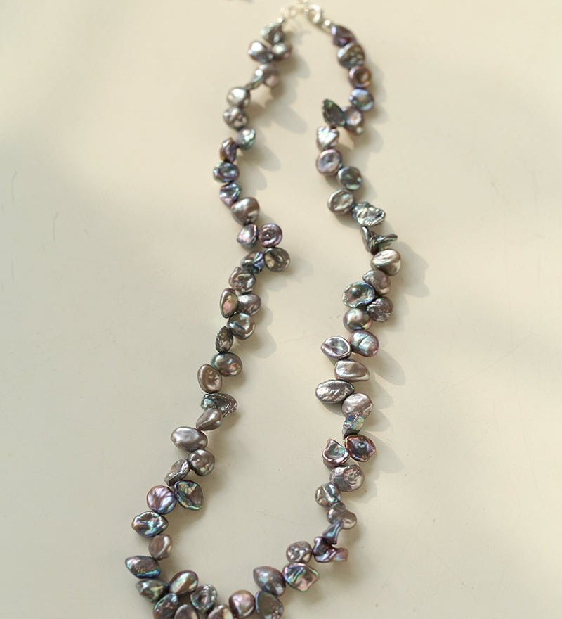 Gray Purple Fantasy Petals Freshwater Pearls Necklace - floysun