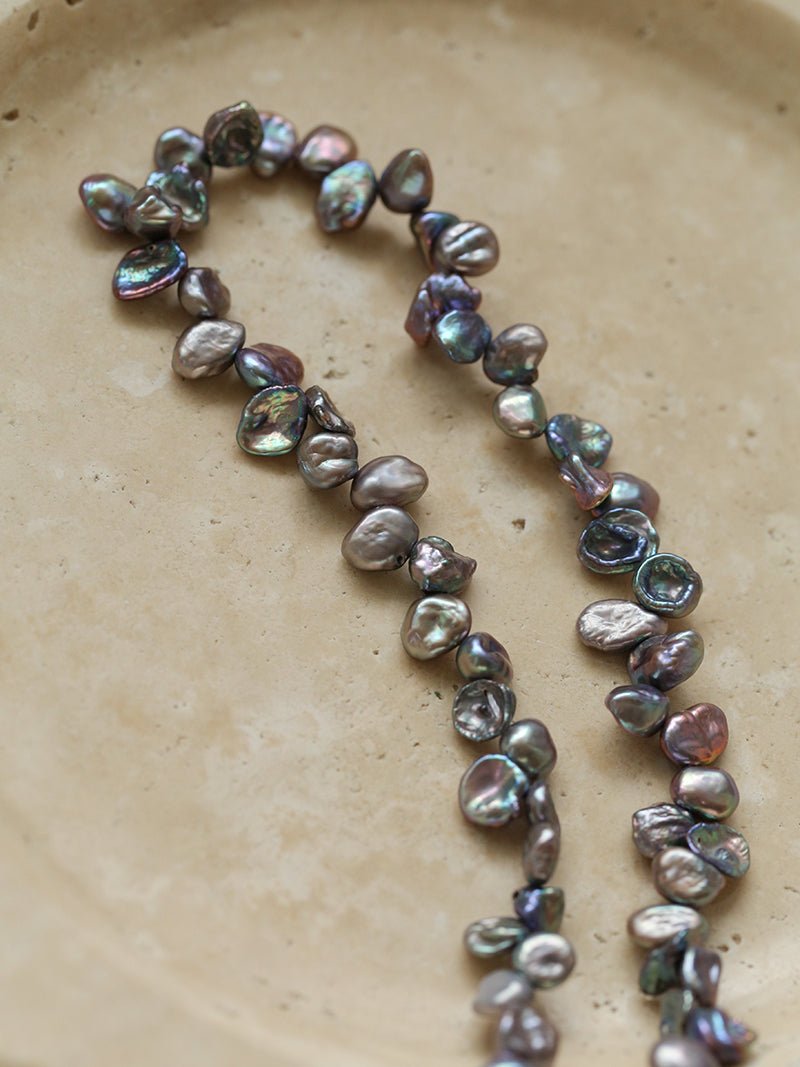 Gray Purple Fantasy Petals Freshwater Pearls Necklace - floysun
