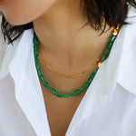 Green Agate Gold Coin Collarbone Necklace Bracelet Sets Jewelry - floysun