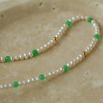 Green Agate Pearl Beaded Necklace - floysun
