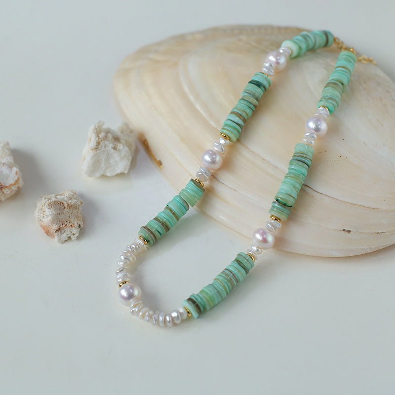 Green Shell Baroque Pearl Necklace - floysun