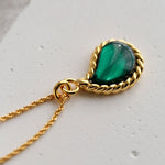 Green Water Drop Twist Green Crystal Necklace - floysun