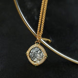 Green Zircon Apollo Silver Coin Necklace - floysun