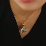 Green Zircon Apollo Silver Coin Necklace - floysun