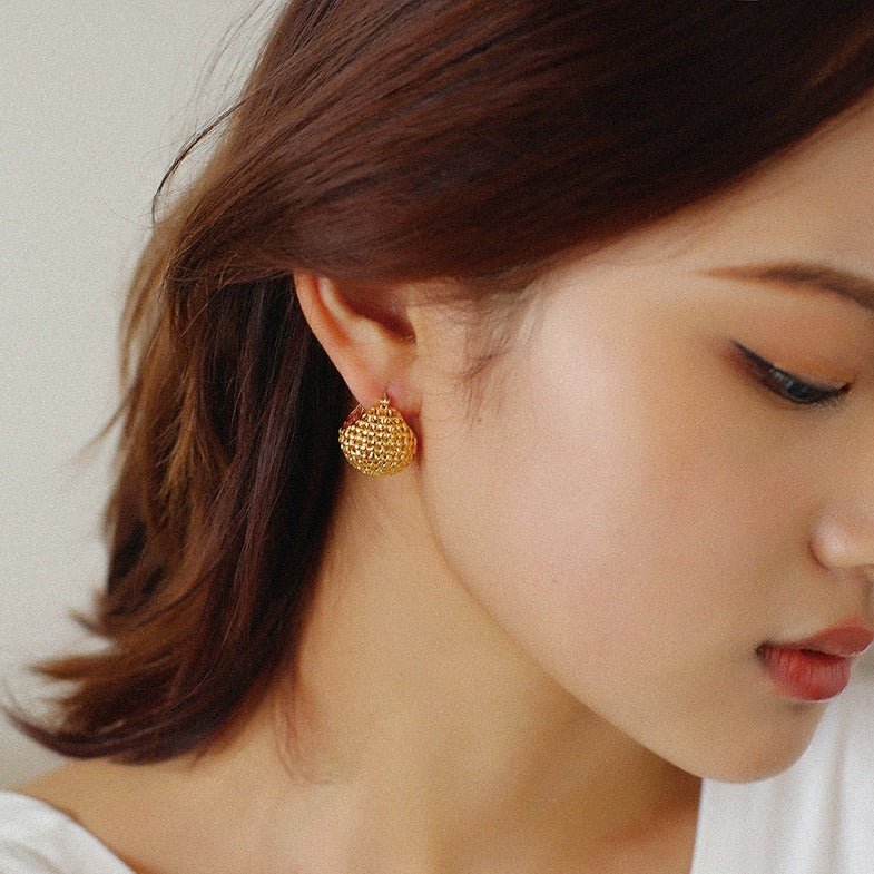 Grid Hollow Ball Earrings - floysun