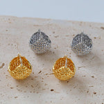 Grid Hollow Ball Earrings - floysun
