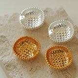 Grid Hollow Simple Gold Hoops Earrings - floysun