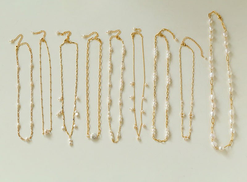 Handcrafted Chain Pearl Necklace Type H - floysun
