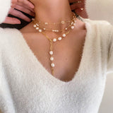 Handcrafted Chain Pearl Necklace Type J - floysun