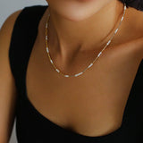 Handmade Black Spinel Golden Bean Mini Beaded Necklace - floysun
