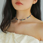 Handmade Lapis Lazuli Beaded Pearl Necklace - floysun