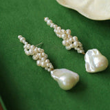 Handwoven Baroque Wrapped Long Pearl Earrings - floysun