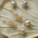 Handwoven Baroque Wrapped Short Pearl Earrings - floysun