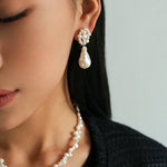 Handwoven Baroque Wrapped Short Pearl Earrings - floysun