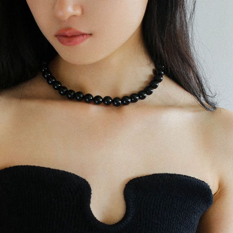 Handwoven Black Onyx Magnetic Clasp Necklace - floysun