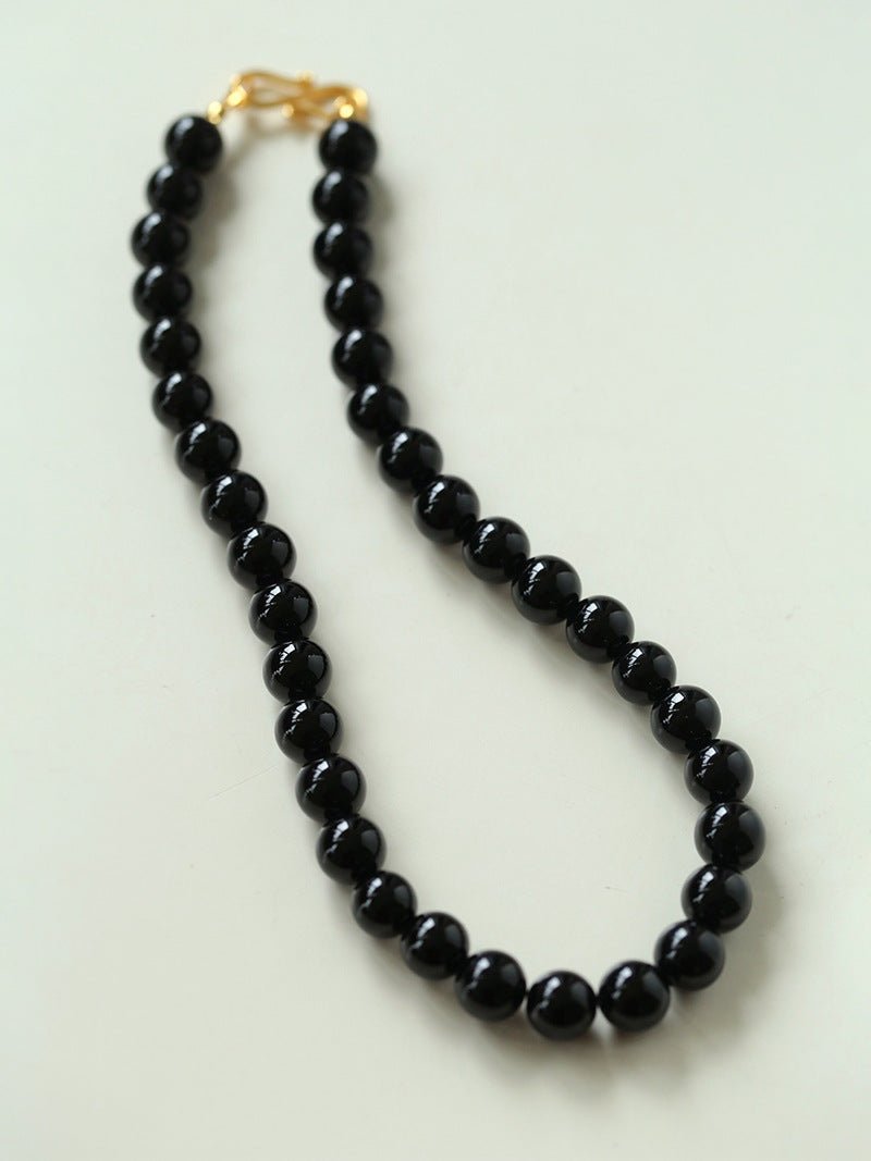 Harmonious Gemstone Necklace Black Onyx 10mm - floysun