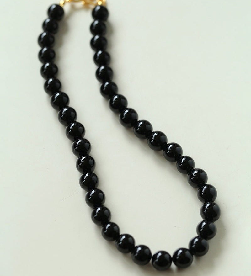 Harmonious Gemstone Necklace Black Onyx 10mm - floysun