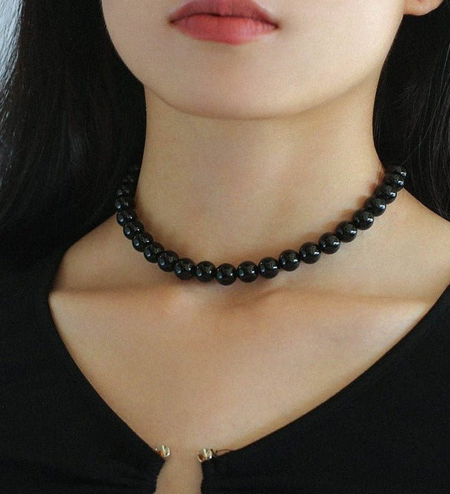 Harmonious Gemstone Necklaces Black Onyx Stones 10mm - floysun