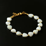 Heart-shaped White Mother-of-pearl Golden Bean Necklace Bracelet - floysun