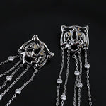 Hollow Tiger Zircon Chain Tassel Earrings - floysun