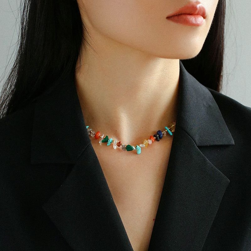 Irregular Colored Gravel Clavicle Chains And Bracelets - floysun