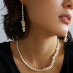 Irregular Crushed Baroque Pearls Stitched Pearl Necklace - floysun