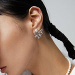 Irregular Zirconia Pearl Stud Earrings - floysun