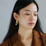 Landscape Lava Series Wrinkled Small Baroque Pearl Earrings - floysun