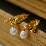 Landscape Lava Series Wrinkled Small Baroque Pearl Earrings - floysun