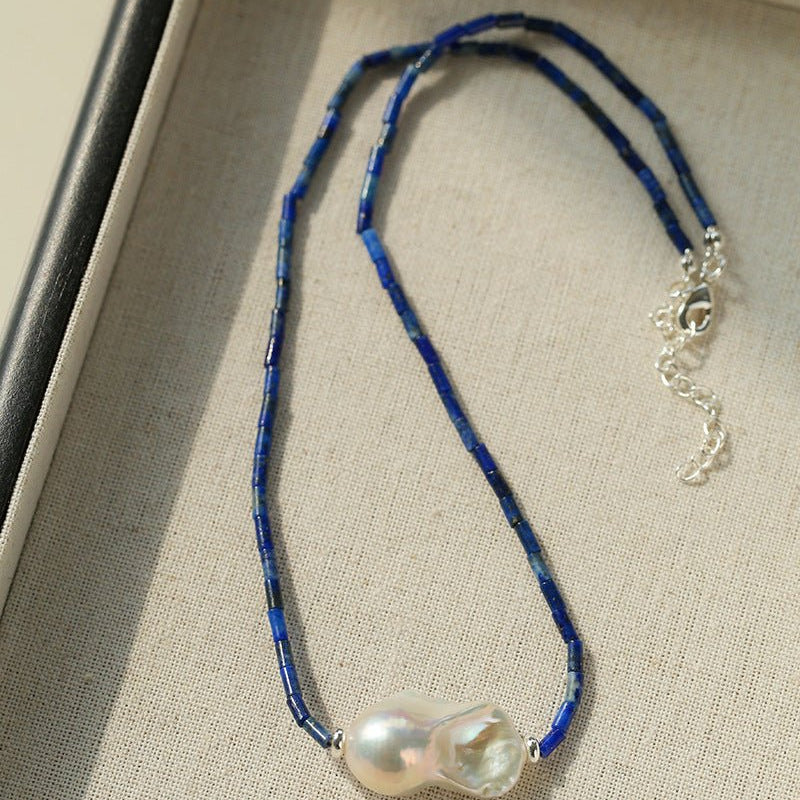 Lapis Lazuli Baroque Pearl Necklace - floysun
