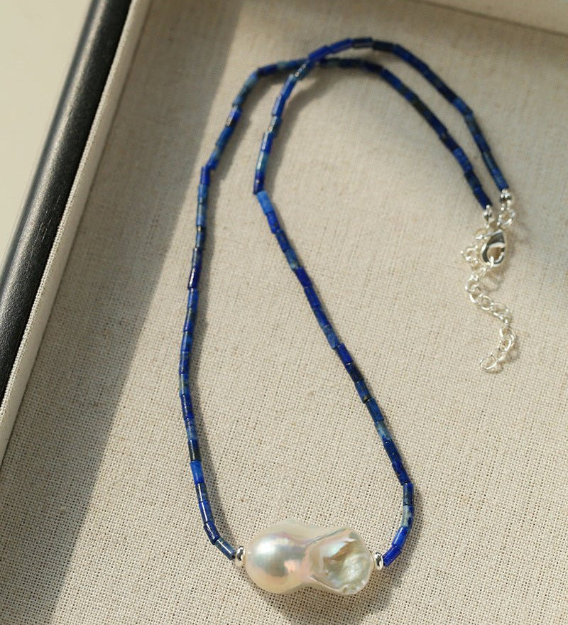 Lapis Lazuli Baroque Pearl Necklace - floysun