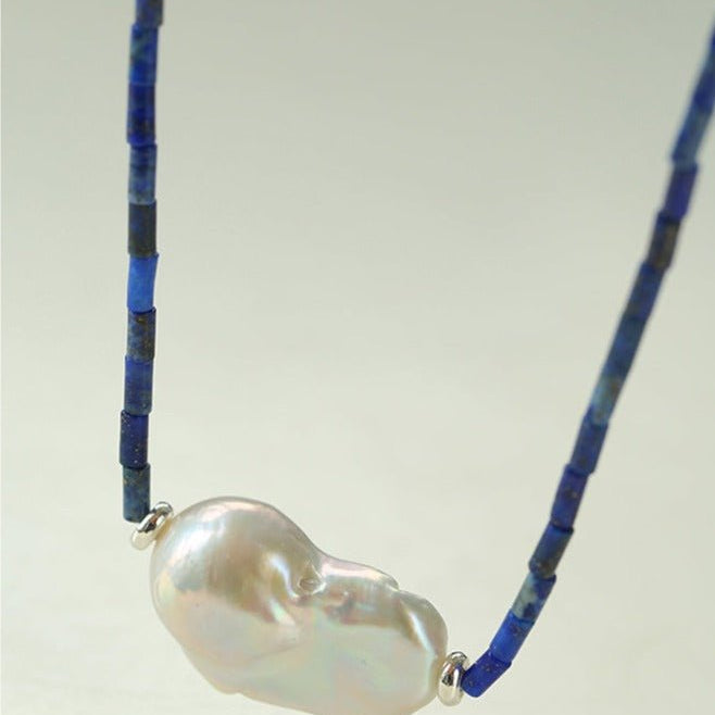 Lapis Lazuli Baroque Pearl Necklace - floysun