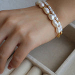Large Small Pearl Gold Bean Bracelet - floysun