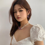Lavender Purple Baroque Glass Double Pearl Wrap Necklace - floysun