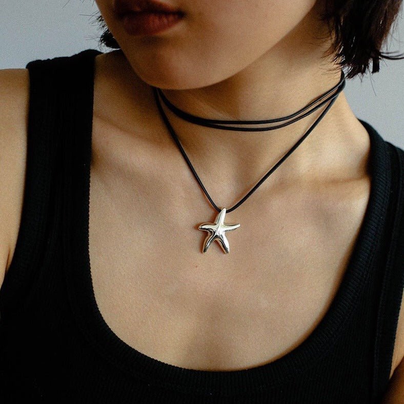 Leather Rope Starfish Necklace - floysun
