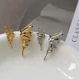 Liquid Butterfly Wing Zircon Earrings - floysun