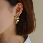 Liquid Butterfly Wing Zircon Earrings - floysun