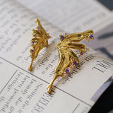 Liquid Butterfly Wing Zircon Earrings - floysun