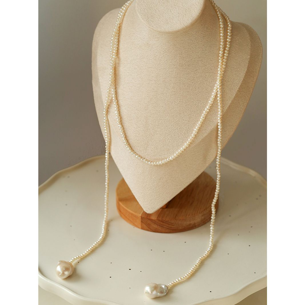 Long Baroque Beaded Pearl Sweater Necklace - floysun