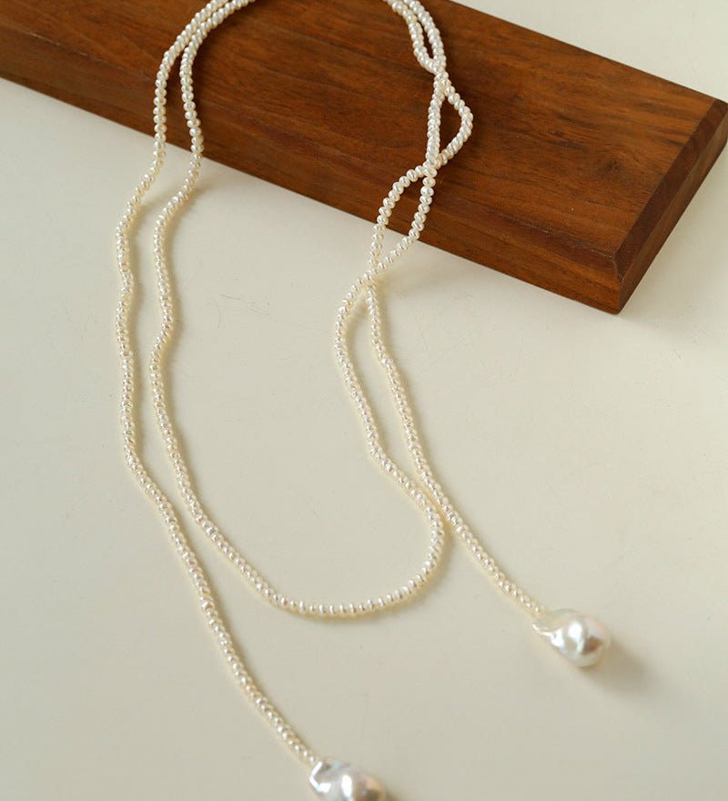 Long Baroque Beaded Pearl Sweater Necklace - floysun