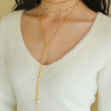 Long Geometric Chain Pearl Necklace Type K - floysun