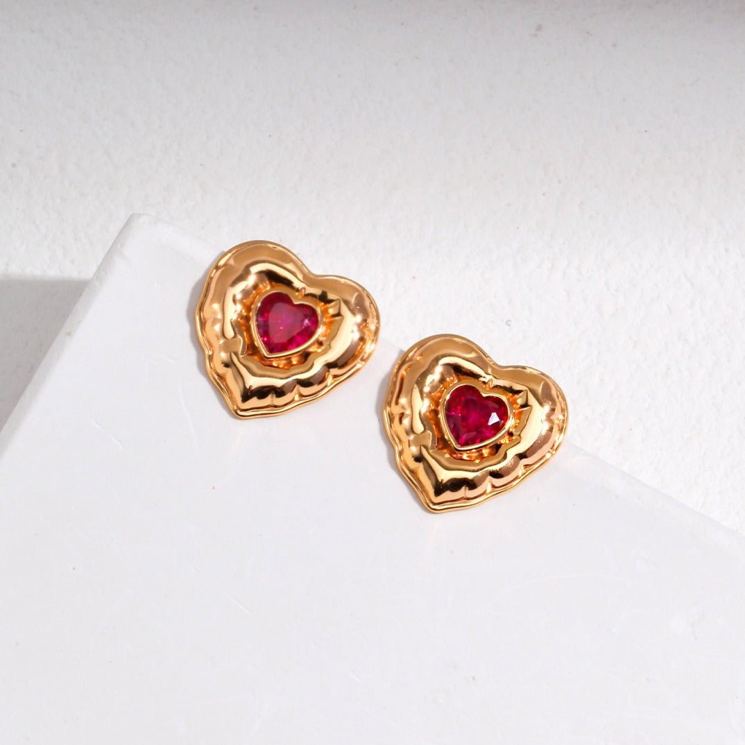 Love Heart Zirconia Earrings - floysun