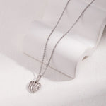 Love Three-dimensional Hollow Plain Silver Simple Necklaces - floysun