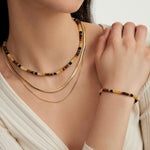 Lucky Yellow Tiger Eye Stone Secret Garden Necklace And Bracelet Set - floysun