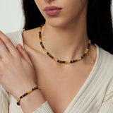 Lucky Yellow Tiger Eye Stone Secret Garden Necklace And Bracelet Set - floysun