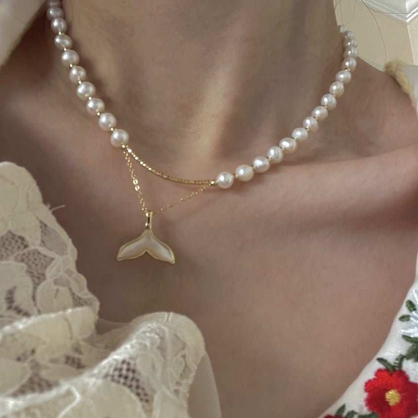 Mermaid Pendant Freshwater Pearl Necklace - floysun