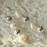 Metal Ball Beaded Spliced Pearl Earrings - floysun