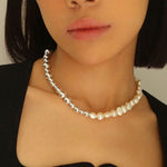Metal Ball Beaded Stitching Shaped Pearl Necklace - floysun